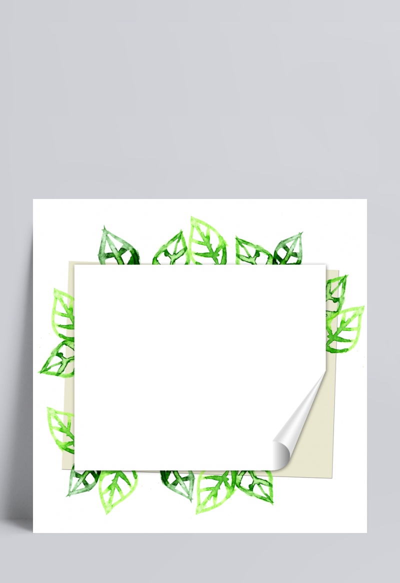 叠在绿色植物叶子上的白纸稿件