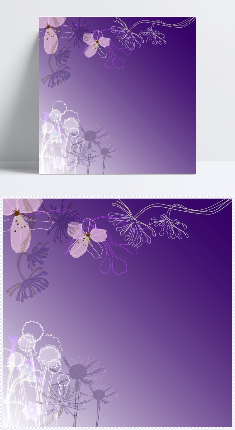 手绘花朵紫色背景