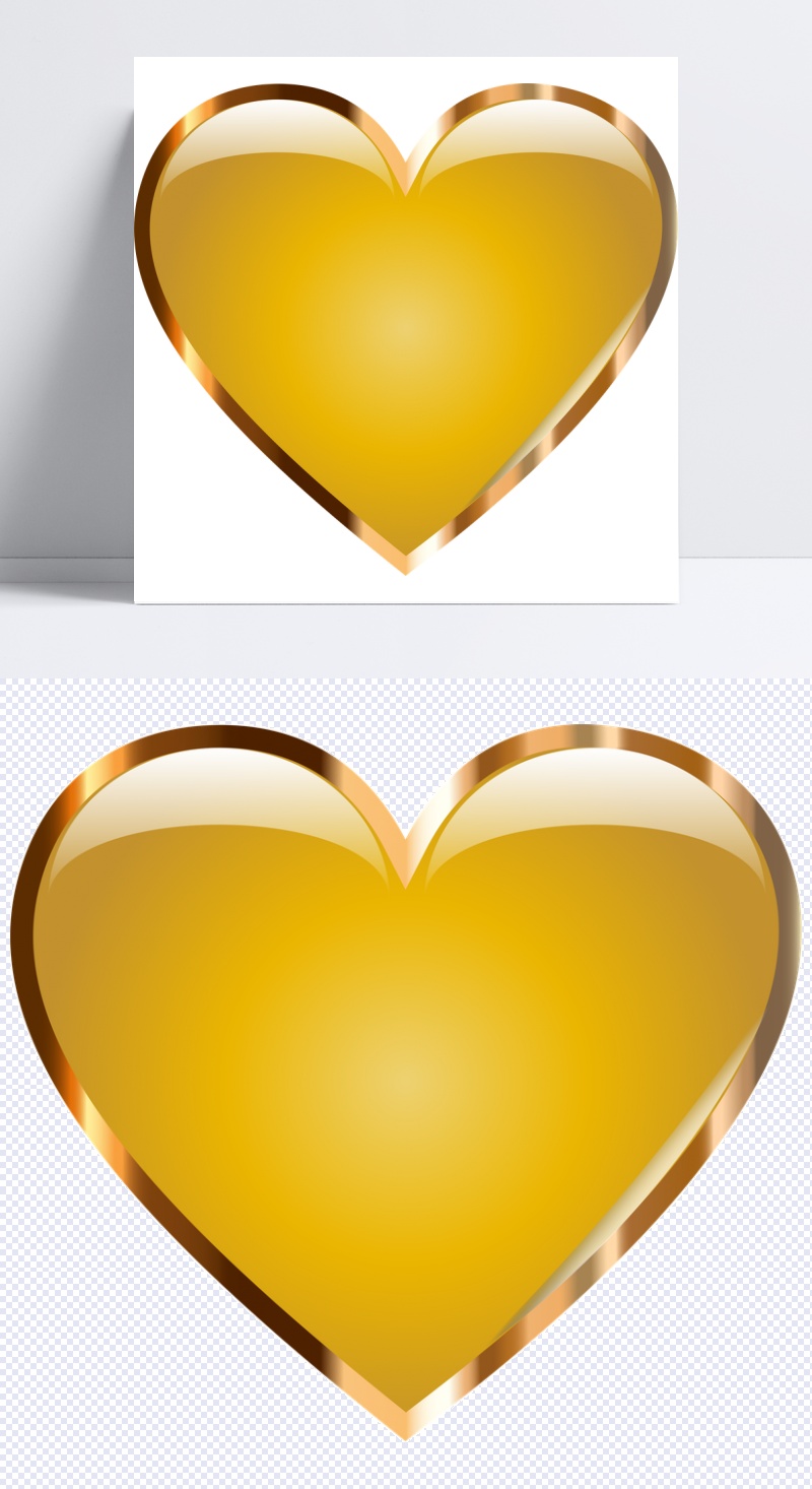 金色心形图形免抠png透明素材