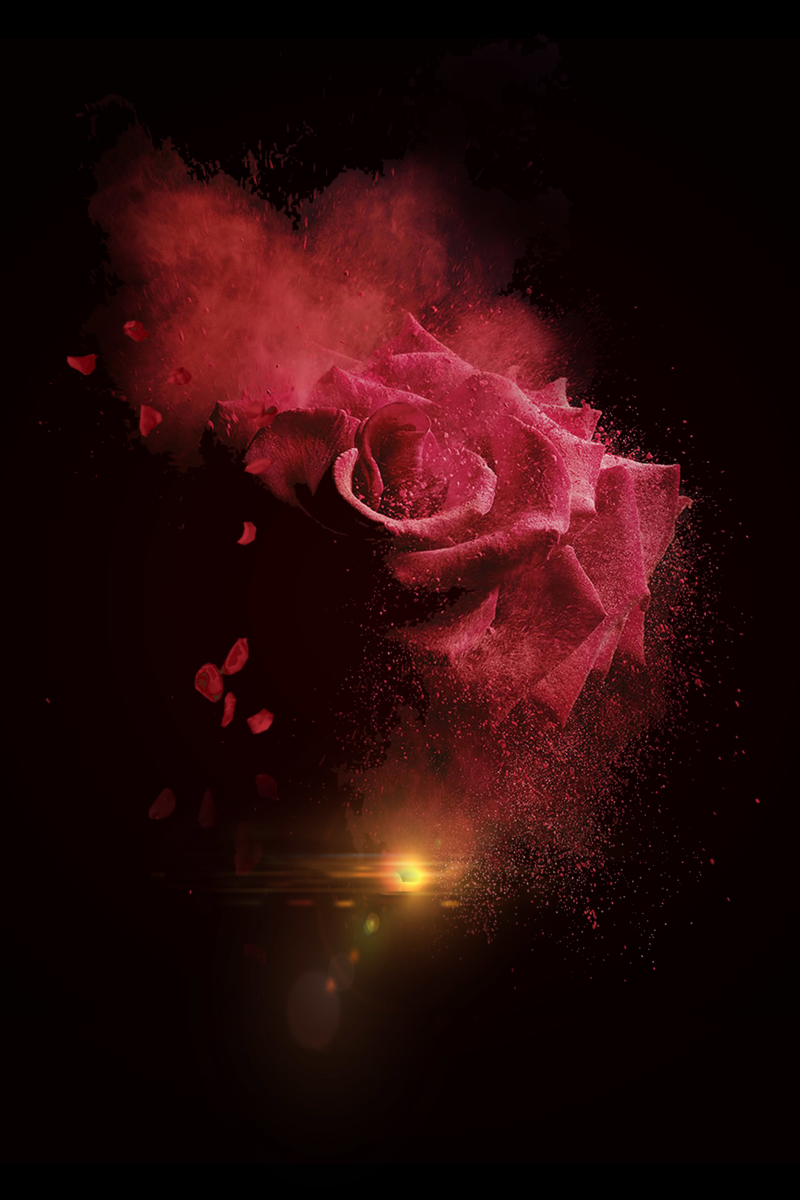 烟雾粉末玫瑰花特效海报背景