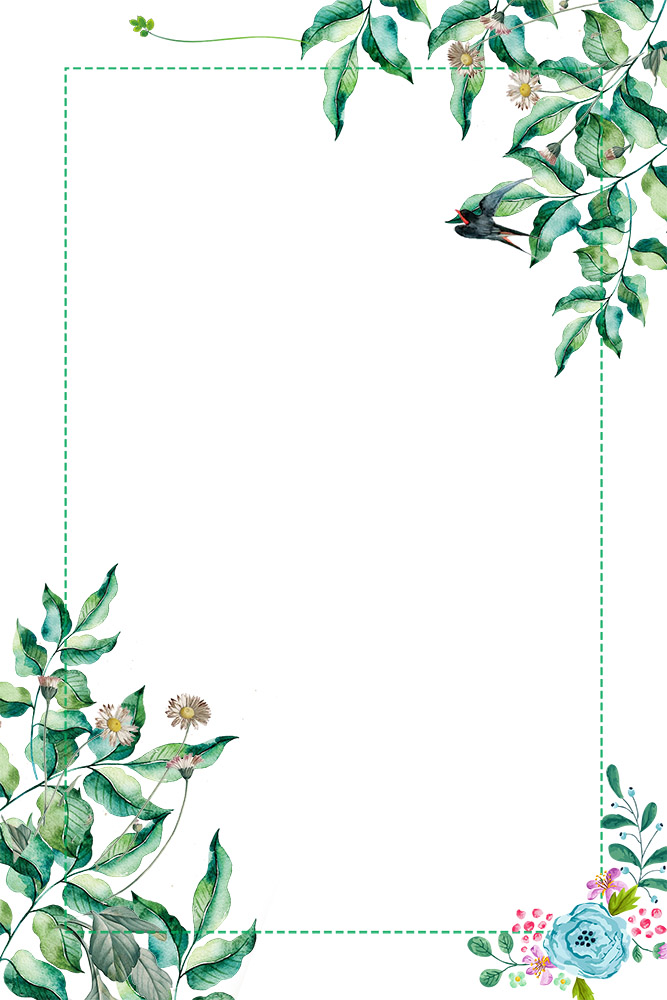 春季花叶与燕子装饰边框