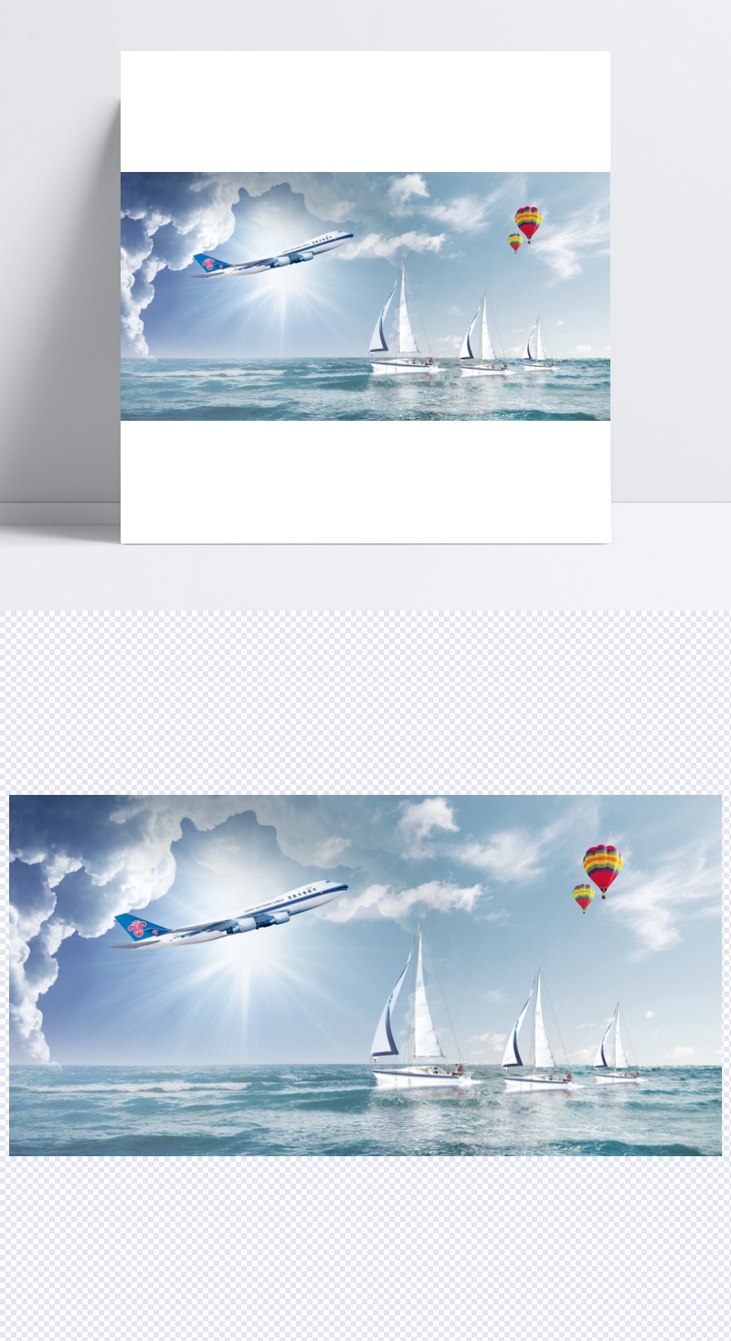 企业文化大海帆船海报背景素材