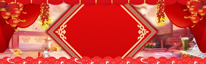 春节红色喜庆banner背景