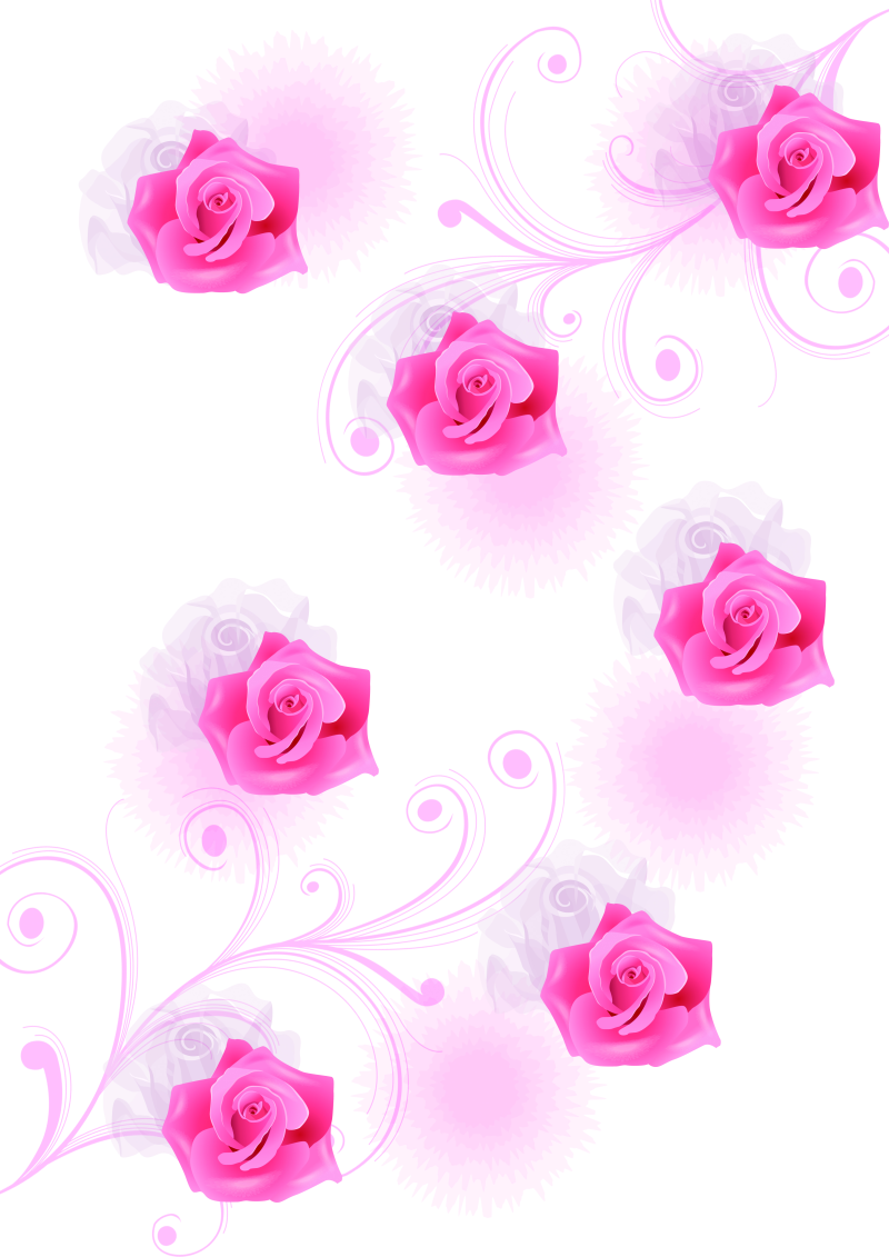  手绘玫瑰花粉色移门创意画 