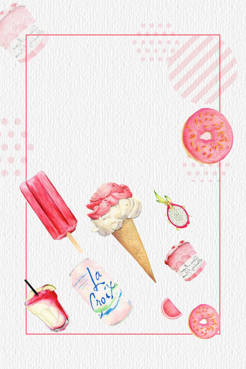粉色创意简约手绘甜品美食海报背景素材设计模板素材