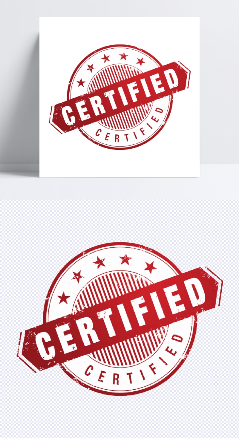 创意红色认证印章免抠png透明素材