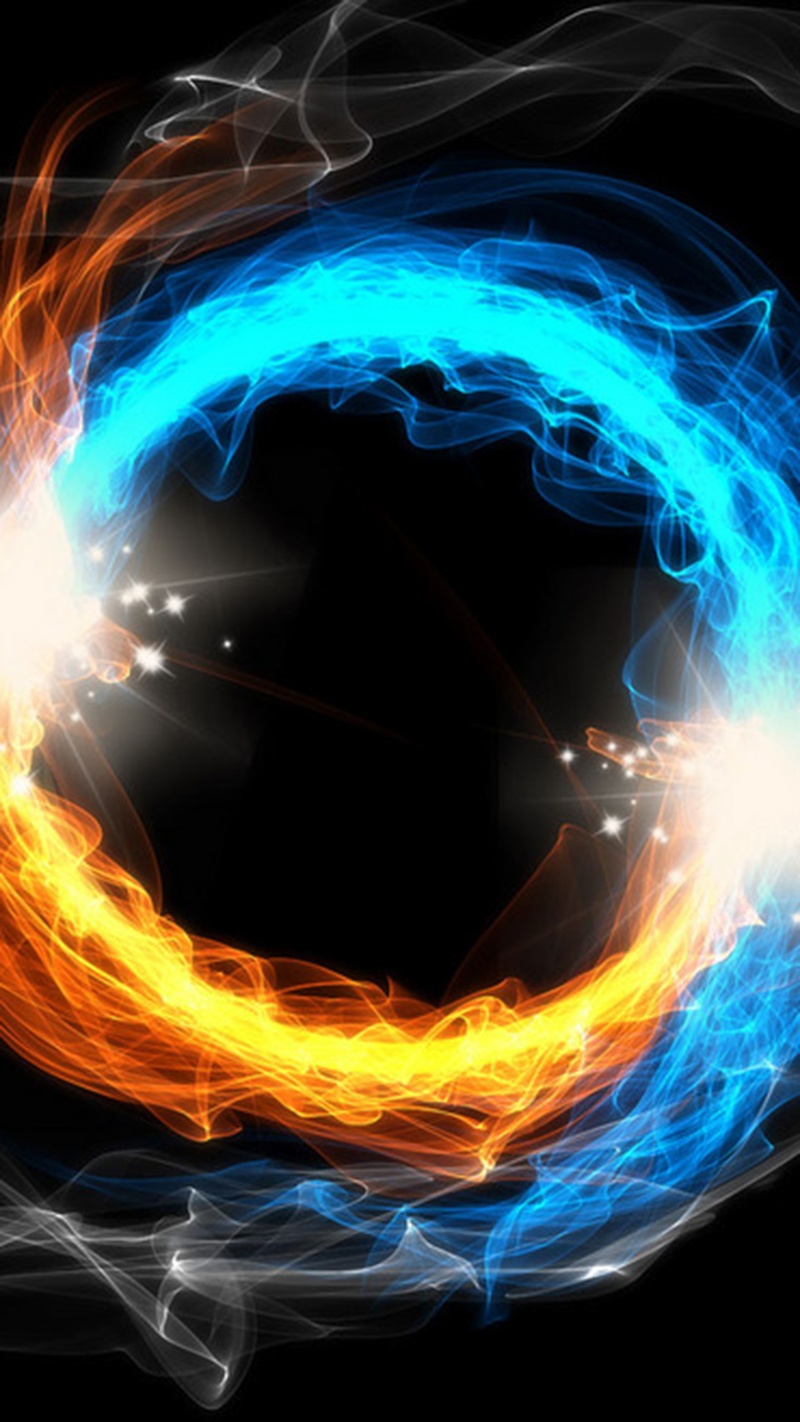 橙色蓝色炫光展示黑色背景科技H5背景图