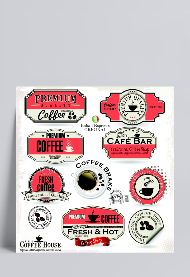 咖啡标签与贴纸素材