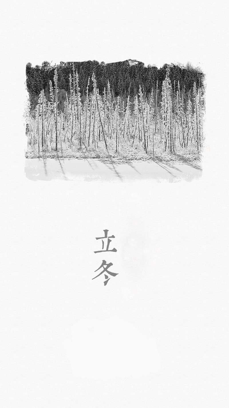 立冬黑白创意山林插图