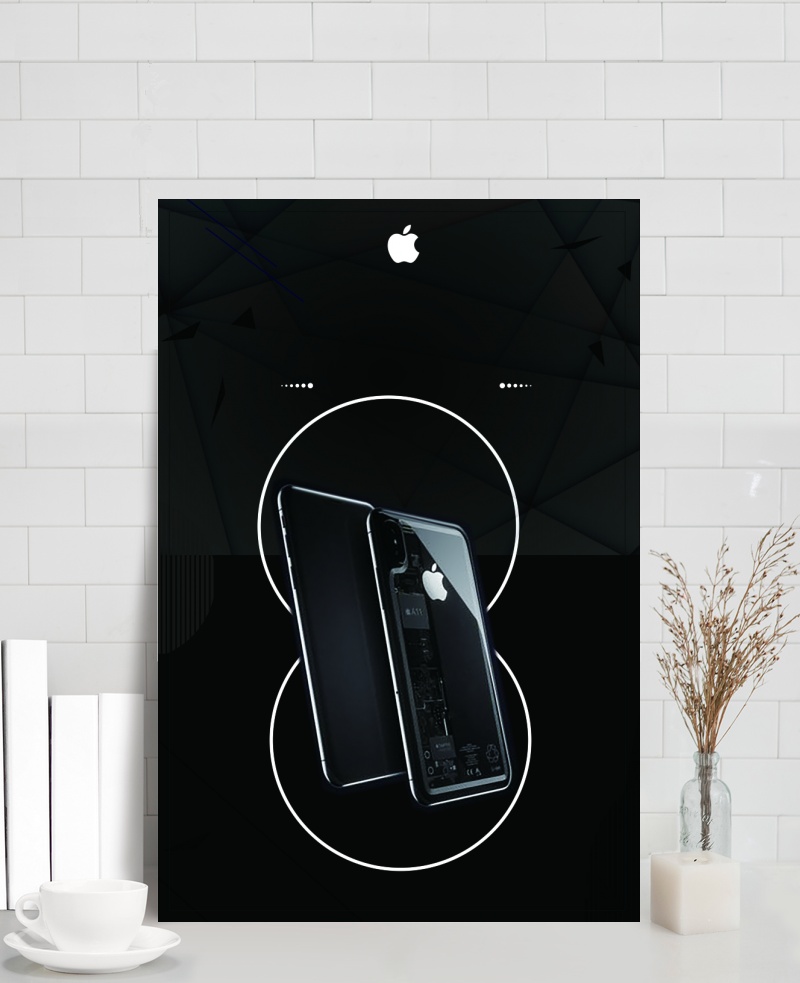 黑色简约质感苹果手机背景