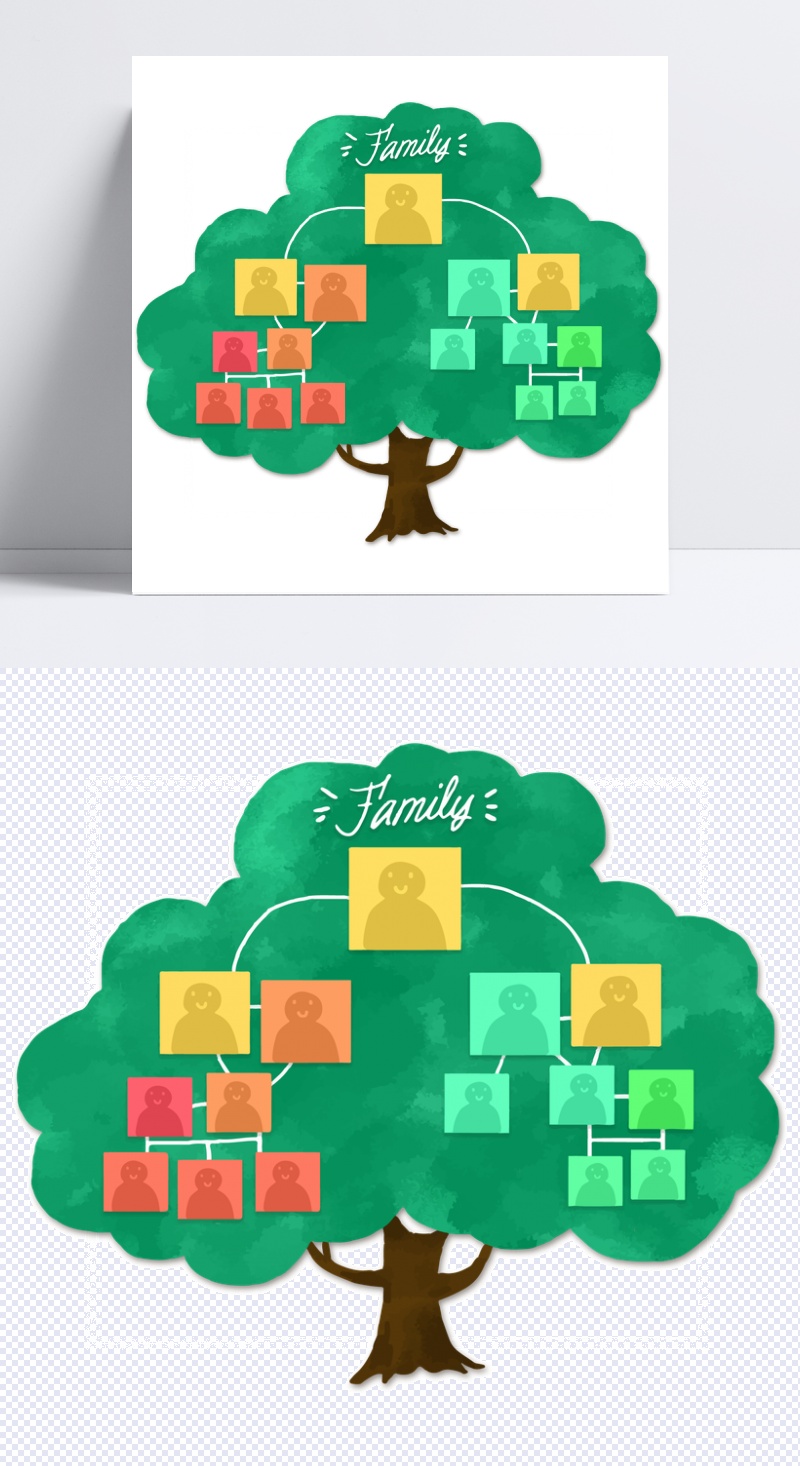 手绘家庭树结构设计模板素材