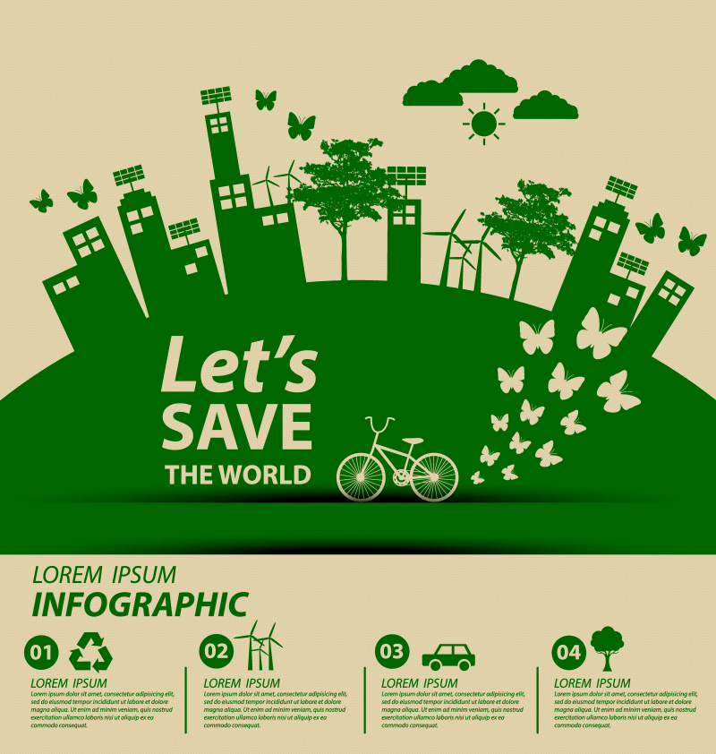 绿色低碳环保海报矢量图