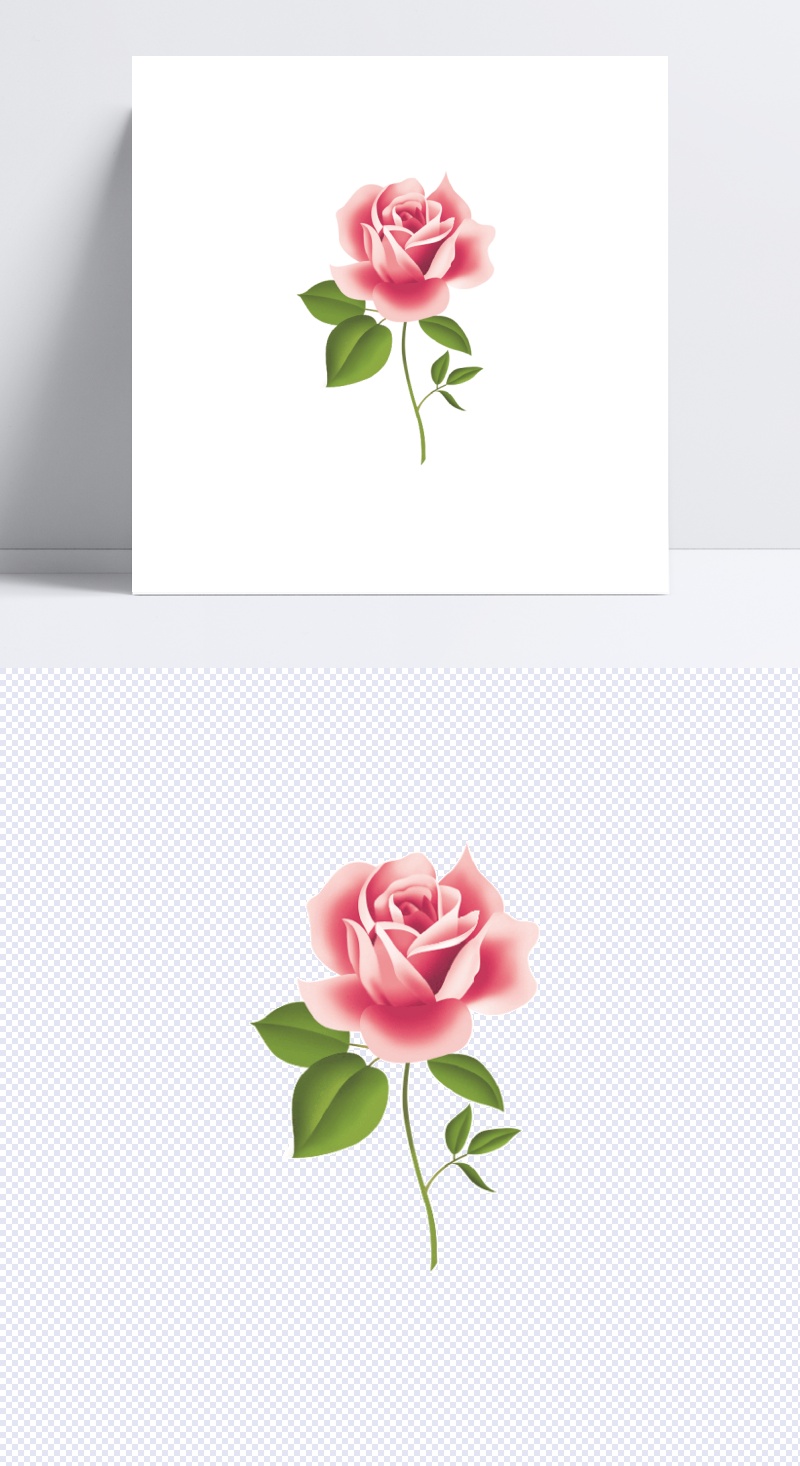 粉色玫瑰花朵图案元素
