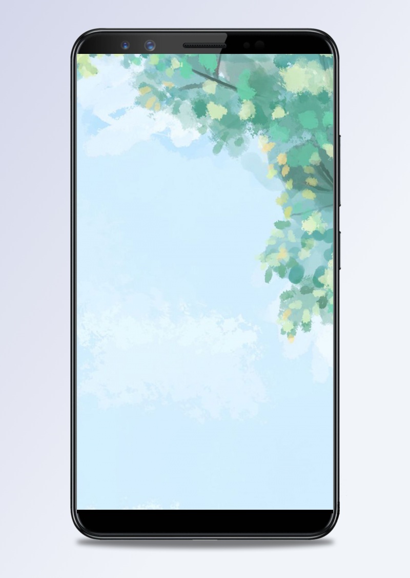 蓝色小清新树叶App手机端H5背景