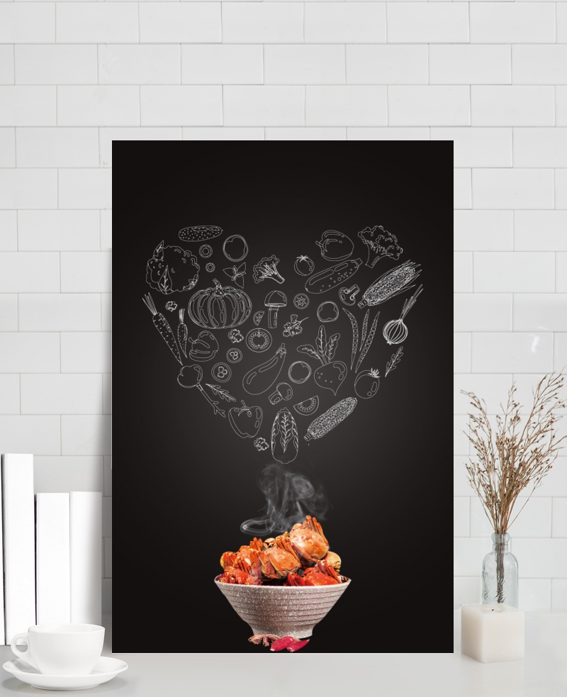 黑色创意手绘大闸蟹美食广告
