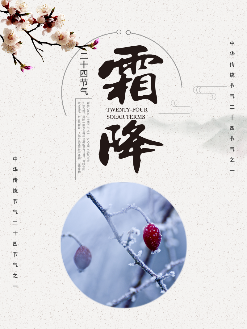 中华传统二十四节气霜降节气海报