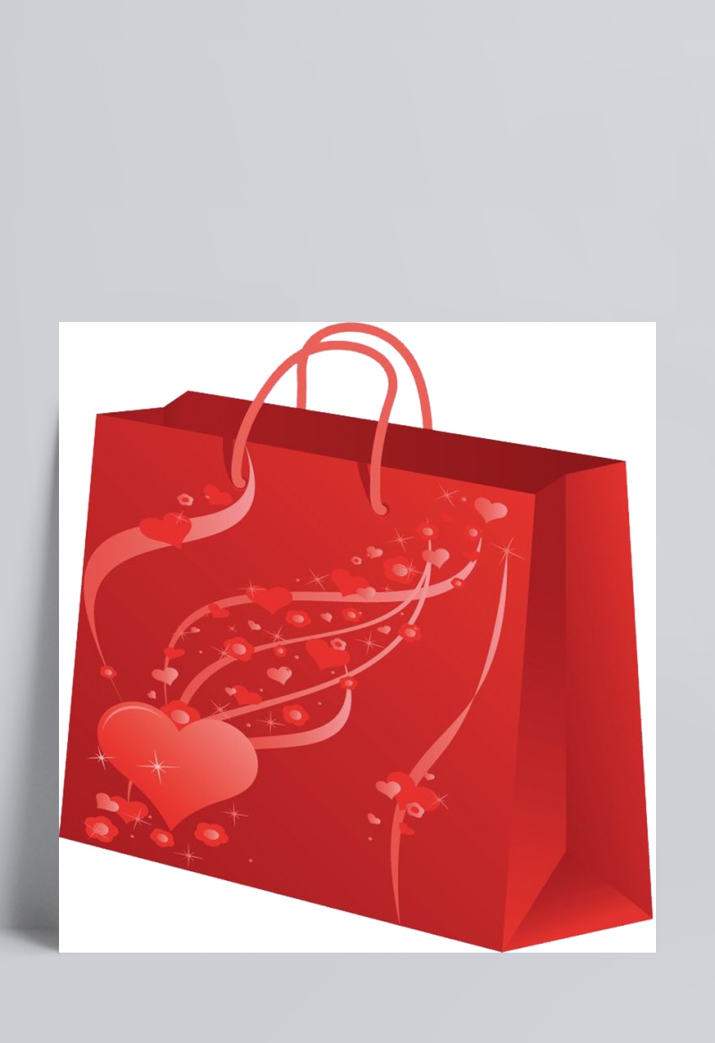 红色立体购物袋礼盒