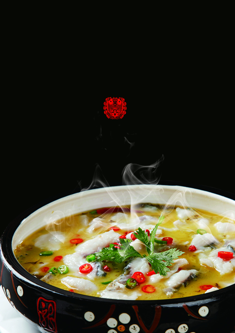 简约大气酸菜鱼食品海报背景素材