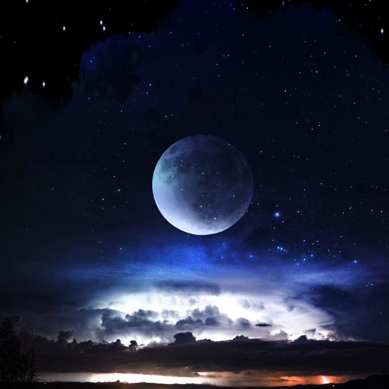 蓝色星空月球主图背景素材