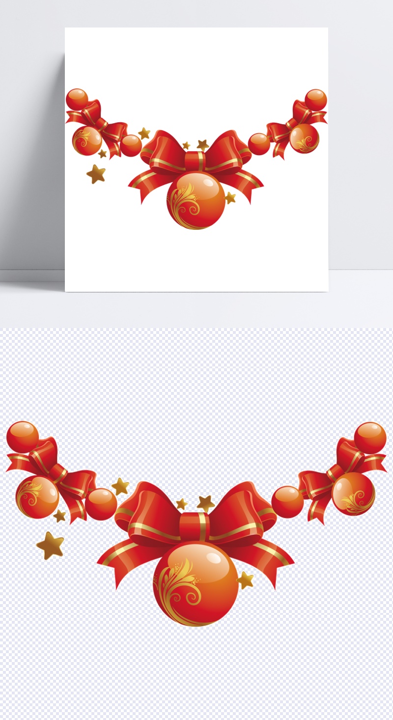 圣诞节蝴蝶结圆球卡通元素