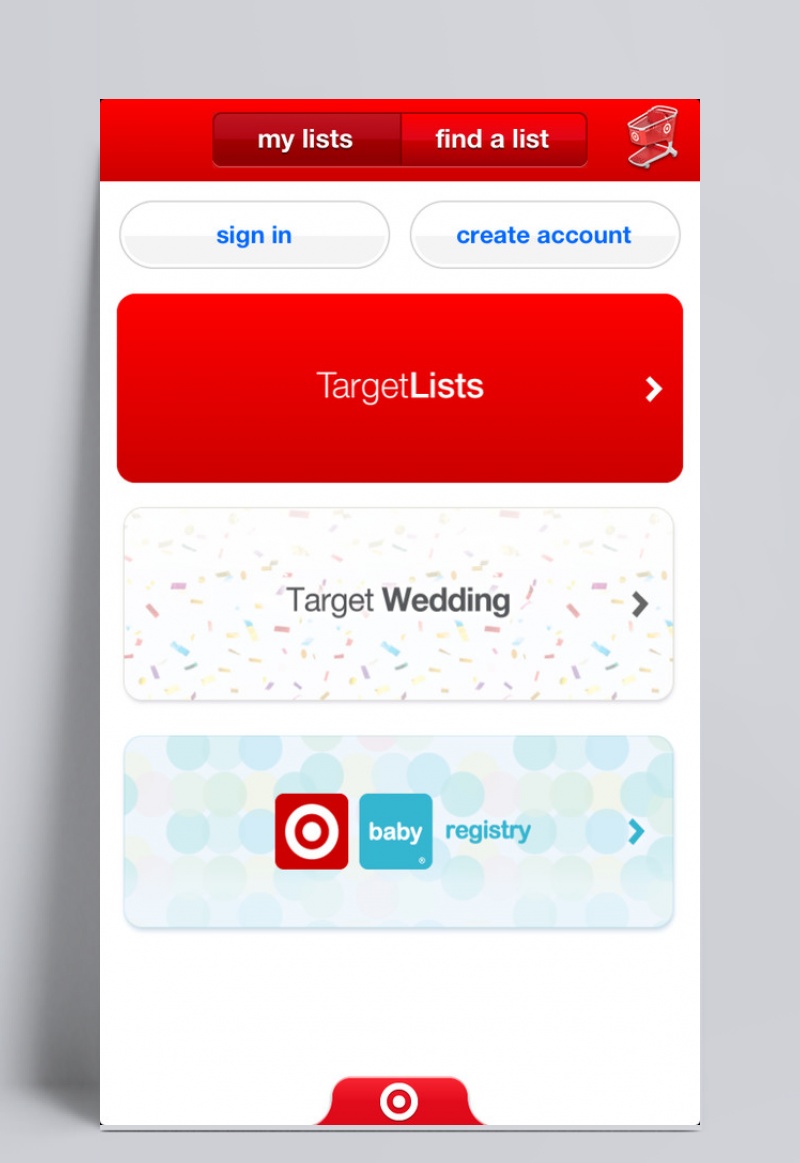 Target购物清单应用程序界面设计