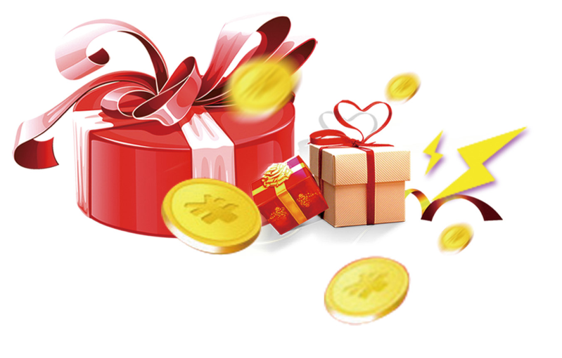 红色礼物盒金币装饰PNG图片下载含PSD