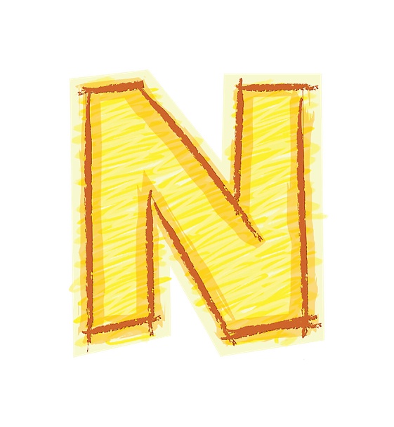 橙色手绘字母n
