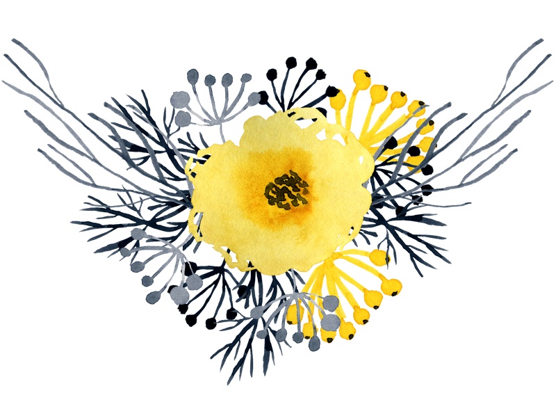 水彩黄色花朵素材