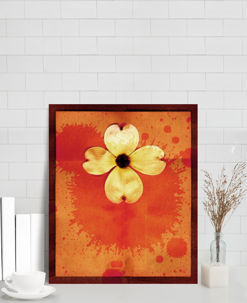 立体花瓣花朵橙色背景素材