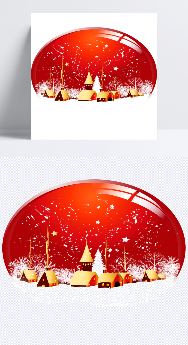 圣诞节红色雪球卡通元素