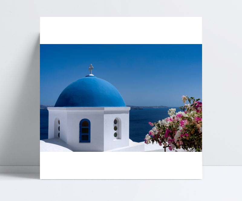 地中海 希腊蓝顶教堂