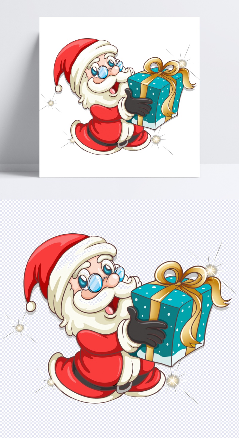 发礼物的卡通圣诞老人元素