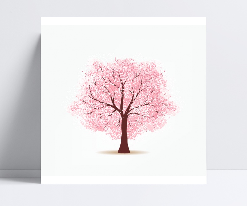 粉色樱花树设计矢量素材