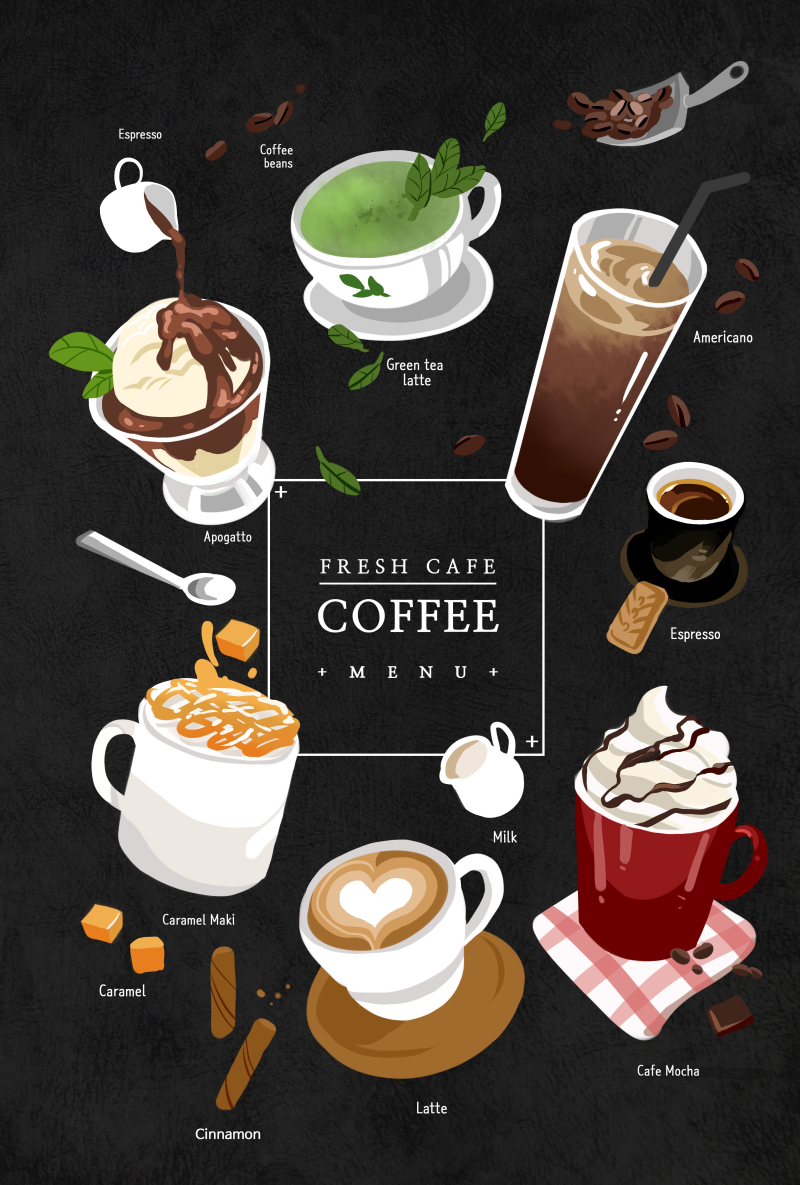 浓厚咖啡_美食餐饮_西式美食__手绘食品插图插画设计PSD_tid315t000027
