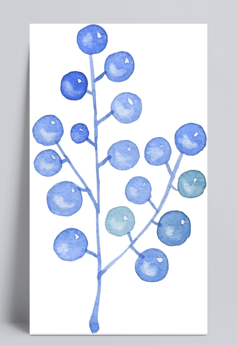 手绘蓝色卡通花朵素材图片