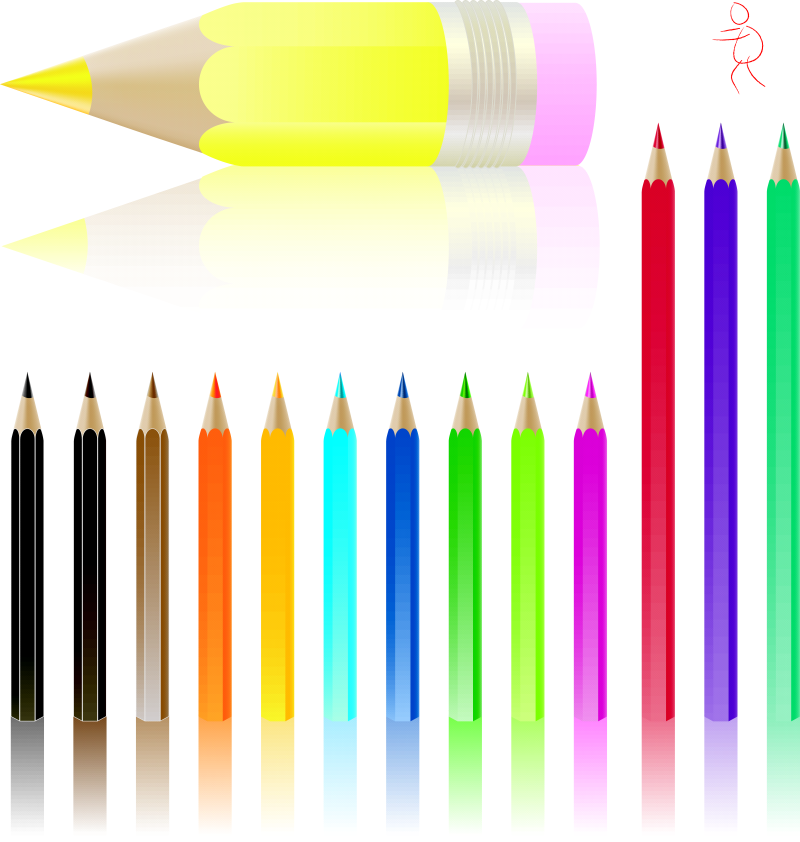 不同组合效果多彩铅笔设计矢量素材