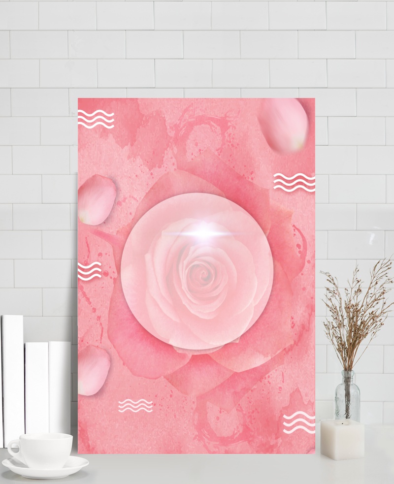 粉色玫瑰情人节平面广告
