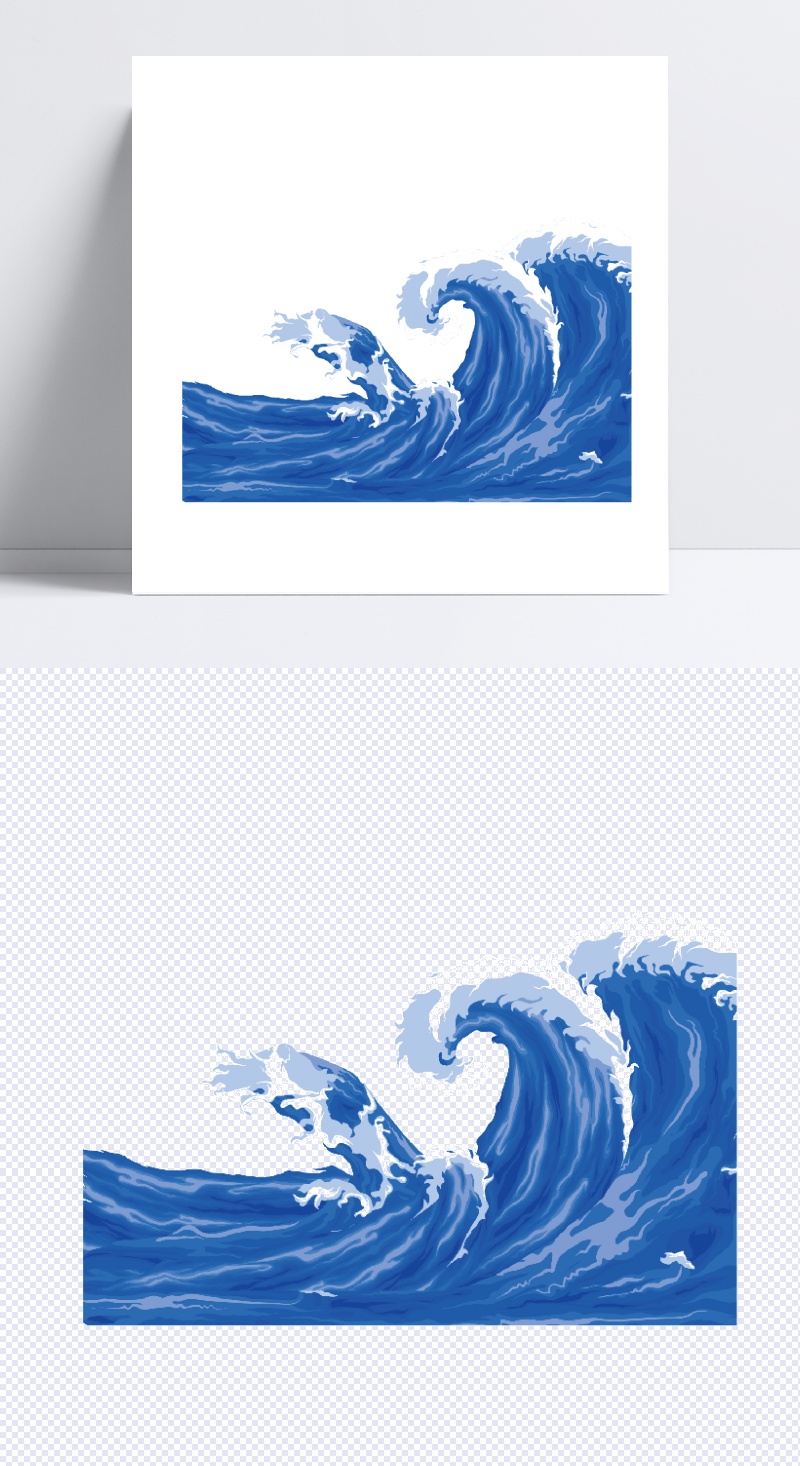 矢量深蓝色海浪海潮浪花设计模板素材