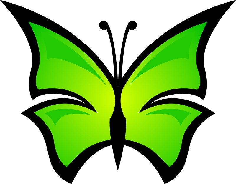 手绘绿色蝴蝶免抠png透明图层素材