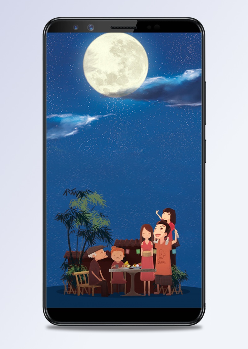 中秋节卡通圆月背景图
