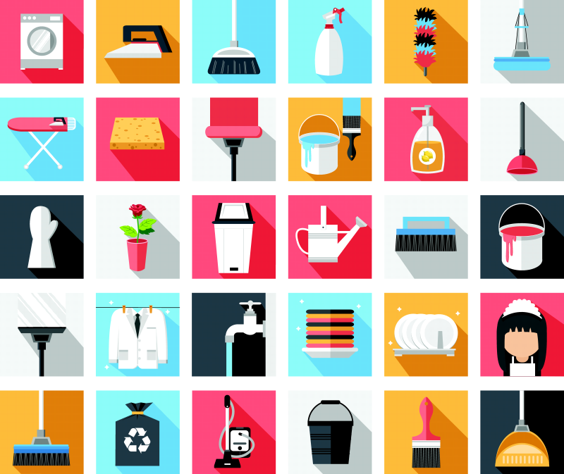 A collection of cleaning items
