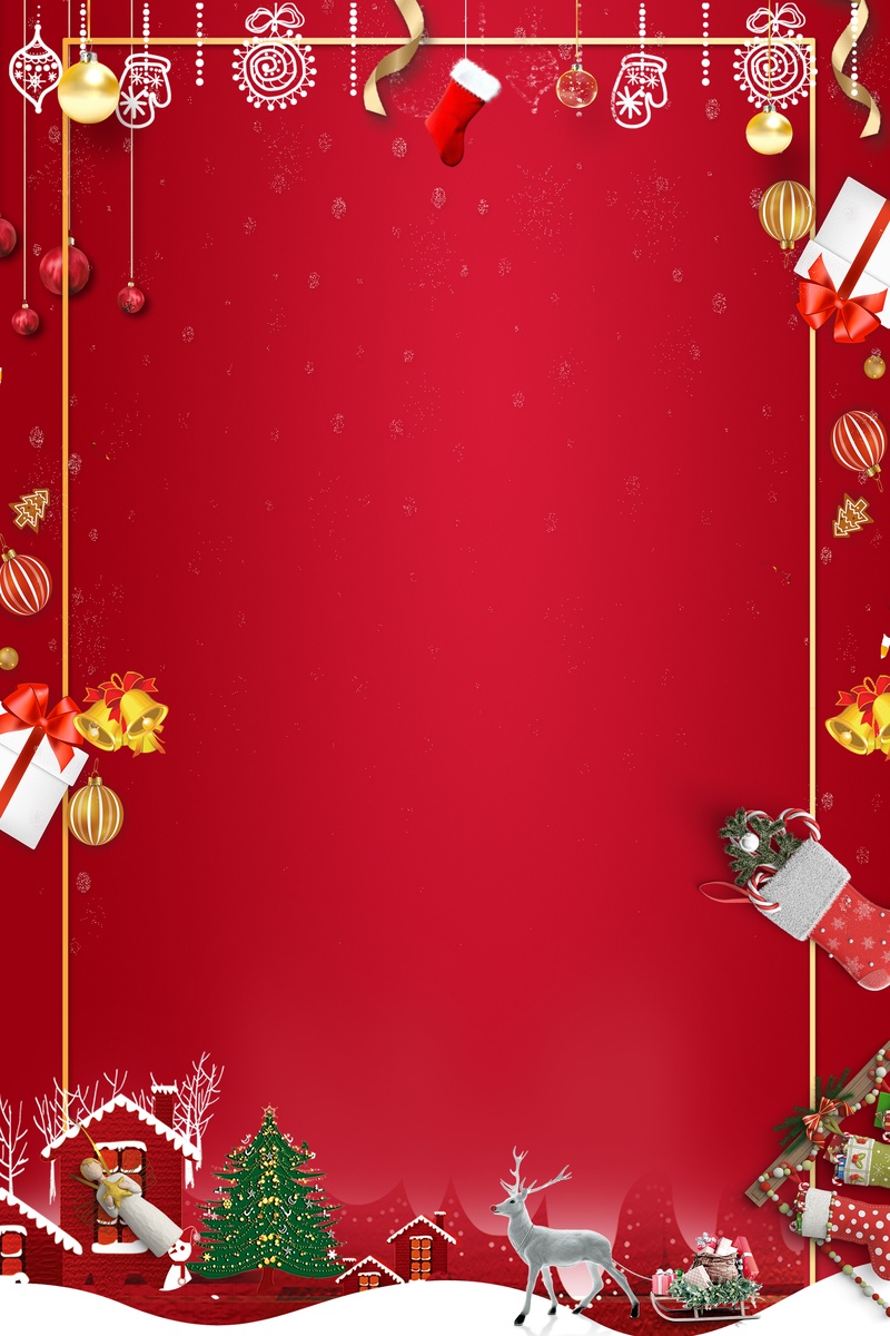圣诞节简约几何红色banner