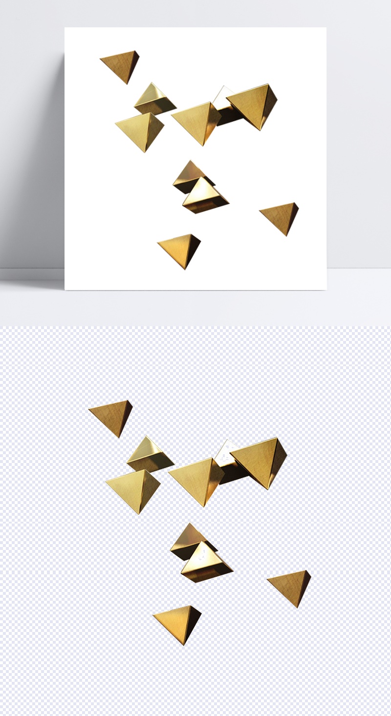 金色边框三角形立体元素