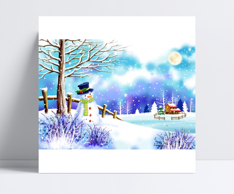 冬天风景插画素材图片