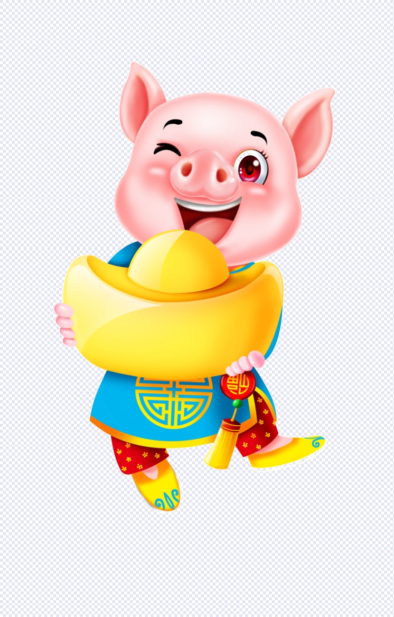 2019猪年插画卡通小猪喜庆免扣PNG新年