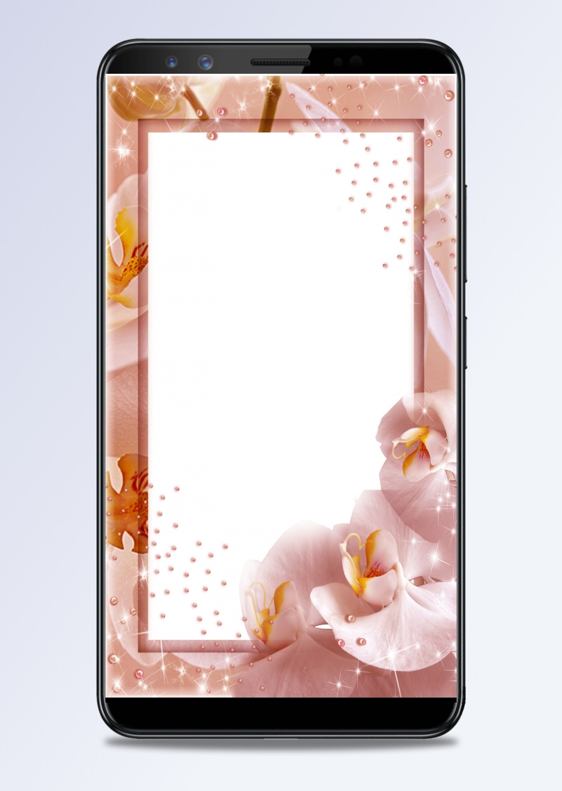 浪漫粉色花朵边框H5背景素材