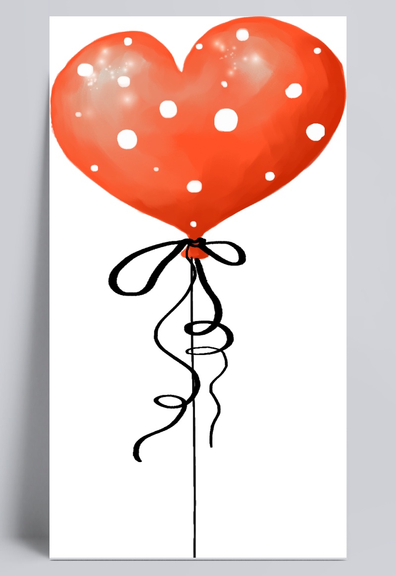 红色爱心手绘气球