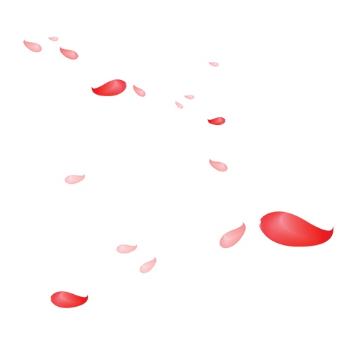 悬浮的红色小花瓣元素