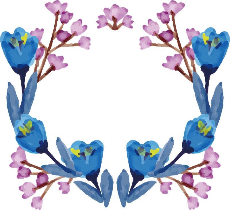 手绘蓝色花朵植物素材图片