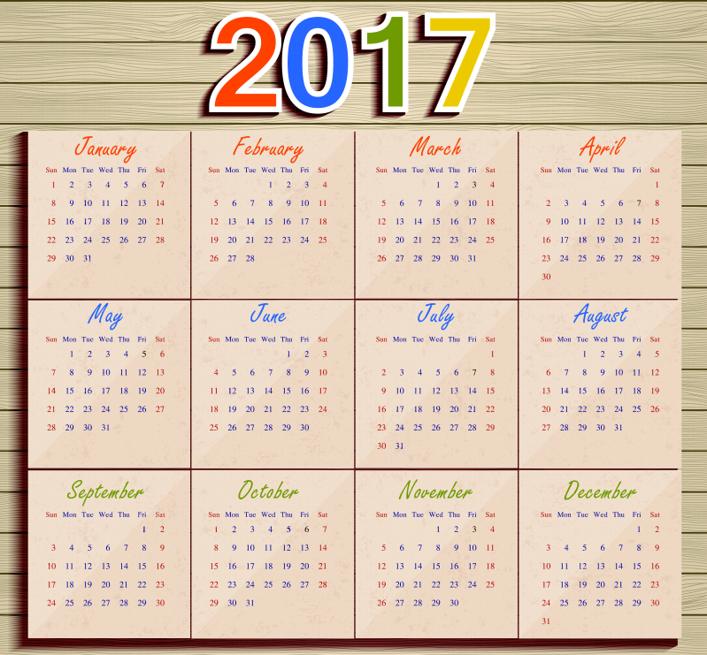木纹2017年日历